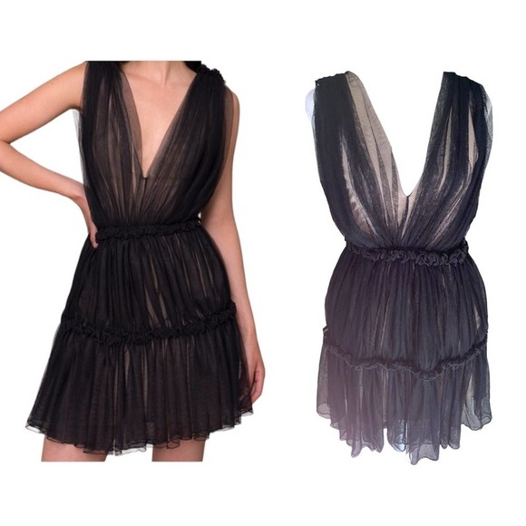 Anthropologie x Zeta Size 2 Tali Black Mesh Mini Dress - Picture 1 of 11